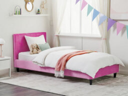 Beliani Bed Velvet Fitou 90 X 200 Cm (Eu Single) Fuchsia Pink - thumbnail 2