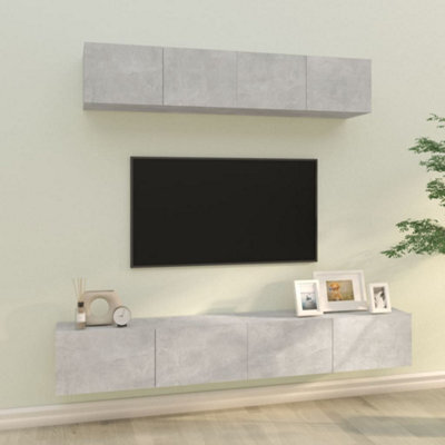 Berkfield 4 Piece Tv Cabinet Set Concrete Grey Engineered Wood - image 1