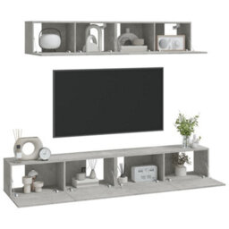 Berkfield 4 Piece Tv Cabinet Set Concrete Grey Engineered Wood - thumbnail 7