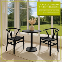 Nicholas Winter 2X Beech Wooden Danish Style Dining Chairs - Black/black - Solid Wood Wish Beech Bone Wood Chairs - thumbnail 2