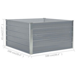Berkfield Raised Garden Bed 100X100X45 Cm Galvanised Steel Grey - thumbnail 6