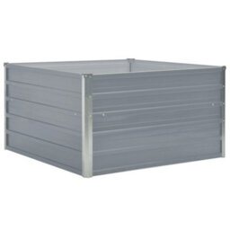 Berkfield Raised Garden Bed 100X100X45 Cm Galvanised Steel Grey - thumbnail 2