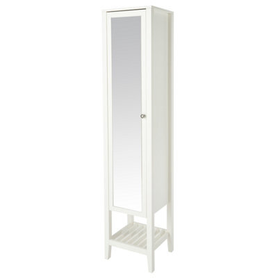 GoodHome Perma Tall Satin White Single Freestanding Bathroom Cabinet (H)185Cm (W)40.2Cm - image 1