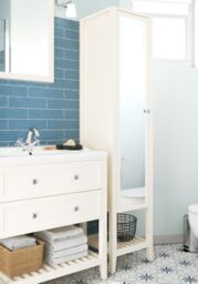 GoodHome Perma Tall Satin White Single Freestanding Bathroom Cabinet (H)185Cm (W)40.2Cm - thumbnail 3