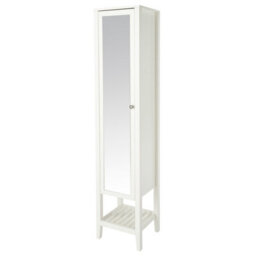 GoodHome Perma Tall Satin White Single Freestanding Bathroom Cabinet (H)185Cm (W)40.2Cm - thumbnail 1