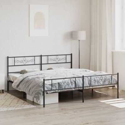 Berkfield Metal Bed Frame With Headboard And Footboard Black Super King Size - image 1