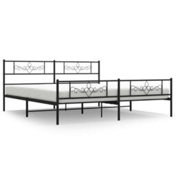 Berkfield Metal Bed Frame With Headboard And Footboard Black Super King Size - thumbnail 2