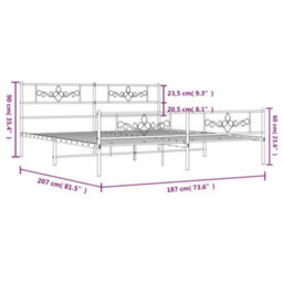 Berkfield Metal Bed Frame With Headboard And Footboard Black Super King Size - thumbnail 9