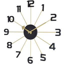Acctim Astraea Large Wall Clock Quartz Brass Effect Metal Spokes Large Numbers Gold/black 50Cm - thumbnail 2