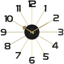 Acctim Astraea Large Wall Clock Quartz Brass Effect Metal Spokes Large Numbers Gold/black 50Cm