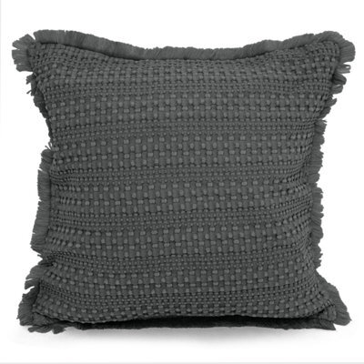 Velosso Shabby Chic Waffle Cotton Cushion, Decorative Sofa Throw Cushion With Zip Closure - Charcoal