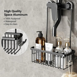 Over Shower Caddy Hanging Screen Caddy Basket Storage Bathroom Rack No Drilling - thumbnail 5