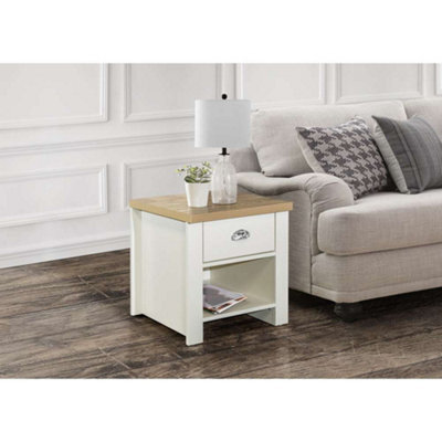 Birlea Highgate 1 Drawer Lamp Table Cream & Oak - image 1
