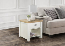 Birlea Highgate 1 Drawer Lamp Table Cream & Oak - thumbnail 7