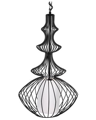 Wyld And Coco Luxeloft Pendant Ceiling Lamp Black Metal Open Cage Shade Industrial Glamour For Living Room And Dining Area - image 1