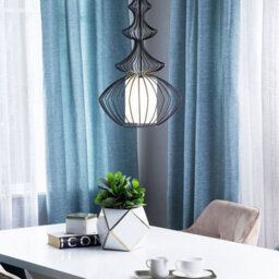Wyld And Coco Luxeloft Pendant Ceiling Lamp Black Metal Open Cage Shade Industrial Glamour For Living Room And Dining Area - thumbnail 2
