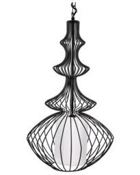 Wyld And Coco Luxeloft Pendant Ceiling Lamp Black Metal Open Cage Shade Industrial Glamour For Living Room And Dining Area - thumbnail 1