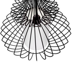 Wyld And Coco Luxeloft Pendant Ceiling Lamp Black Metal Open Cage Shade Industrial Glamour For Living Room And Dining Area - thumbnail 5