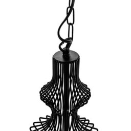 Wyld And Coco Luxeloft Pendant Ceiling Lamp Black Metal Open Cage Shade Industrial Glamour For Living Room And Dining Area - thumbnail 7