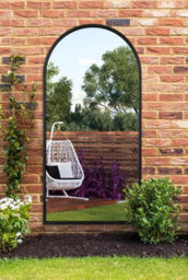 "Mirroroutlet Arcus - Black Metal Framed Arched Garden Wall Mirror 63"" X 31"" (160Cm X 80Cm)" - thumbnail 2