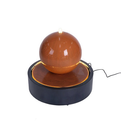 Primrose Melincourt Galvanised Zinc Sphere Water Feature With Led Lights 60Cm - image 1