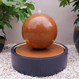 Primrose Melincourt Galvanised Zinc Sphere Water Feature With Led Lights 60Cm - thumbnail 2