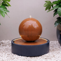 Primrose Melincourt Galvanised Zinc Sphere Water Feature With Led Lights 60Cm - thumbnail 3