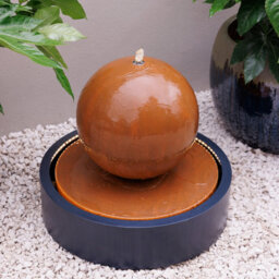 Primrose Melincourt Galvanised Zinc Sphere Water Feature With Led Lights 60Cm - thumbnail 4