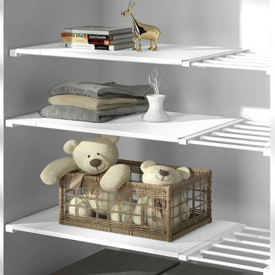Living And Home White Extendable Wardrobe Storage Divider Adjustable Wall Mounted Storage Shelf W 40 Cm - image 1