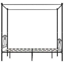 Berkfield Canopy Bed Frame Black Metal 140X200 Cm - thumbnail 3