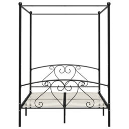Berkfield Canopy Bed Frame Black Metal 140X200 Cm - thumbnail 4