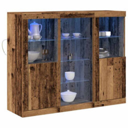 Berkfield Sideboard With Led Lights Old Wood 123X37X100 Cm Engineered Wood - thumbnail 3