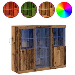 Berkfield Sideboard With Led Lights Old Wood 123X37X100 Cm Engineered Wood - thumbnail 4