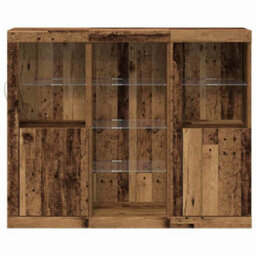 Berkfield Sideboard With Led Lights Old Wood 123X37X100 Cm Engineered Wood - thumbnail 5