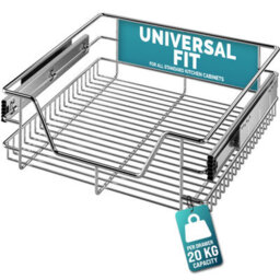 Casaria Pull Out Telescopic Kitchen Drawer, For 50Cm Units - 46Cm Internal Cabinet Dimensions, Chrome-Plated, 20Kg Load - thumbnail 1
