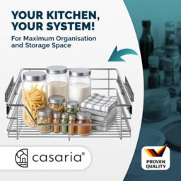 Casaria Pull Out Telescopic Kitchen Drawer, For 50Cm Units - 46Cm Internal Cabinet Dimensions, Chrome-Plated, 20Kg Load - thumbnail 3
