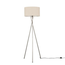 Valuelights Camden Brushed Chrome Tripod Floor Lamp With Cream Shade