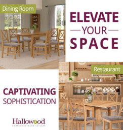 Hallowood Furniture Waverly Small Extending Table With 6 Cross Back Oak Chairs With Steel Grey Fabric Seats - thumbnail 6