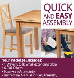 Hallowood Furniture Waverly Small Extending Table With 6 Cross Back Oak Chairs With Steel Grey Fabric Seats - thumbnail 7