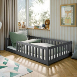 Arten Otis Graphite 120 X 200Cm Eu Small Double Bed With Guardrails - Foam Bonnell Mattress Included - thumbnail 1