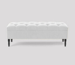 Alyana Ottoman Bench With Storage And Turned Wooden Legs, 120Cm Wide Ottoman Box - White Plush Velvet - thumbnail 3