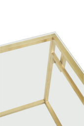 Orsina Gold Brushed Side Table, Tempered Glass Top Side Table, Steel Frame Bedside Table, Cocktail Table For Home - thumbnail 6