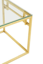 Orsina Gold Brushed Side Table, Tempered Glass Top Side Table, Steel Frame Bedside Table, Cocktail Table For Home - thumbnail 5