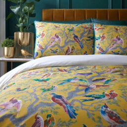 Laurence Llewelyn-Bowen Birdity Absurdity 100% Cotton Sateen Yellow Duvet Cover Set - thumbnail 2