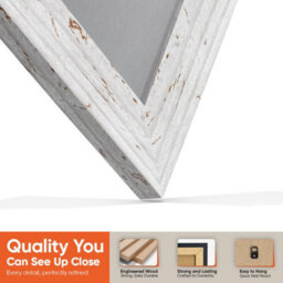 "30X17"" White Rustic Modern Vinyl Record Frame With Mid Grey Mount For 12 Inch Lp Album Cover & Disc - Ak Frames" - thumbnail 3