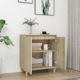 Berkfield Sturdy Sideboard With Solid Wood Legs Sonoma Oak 60X35X70 Cm Engineered Wood - thumbnail 3