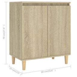 Berkfield Sturdy Sideboard With Solid Wood Legs Sonoma Oak 60X35X70 Cm Engineered Wood - thumbnail 8