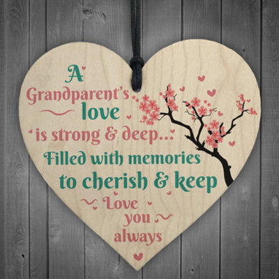 Red Ocean Great Grandparents Love You Grandma Gran Plaque Nan Love Gift Keepsake Heart Thank You Sign - image 1