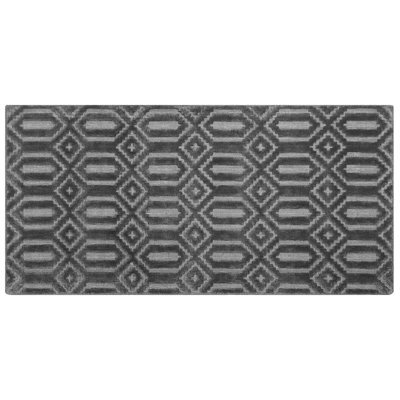 Beliani Home Grey Viscose Geometric Hand-Woven Flatweave Rug 80 X 150 Cm - image 1