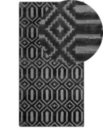 Beliani Home Grey Viscose Geometric Hand-Woven Flatweave Rug 80 X 150 Cm - thumbnail 3